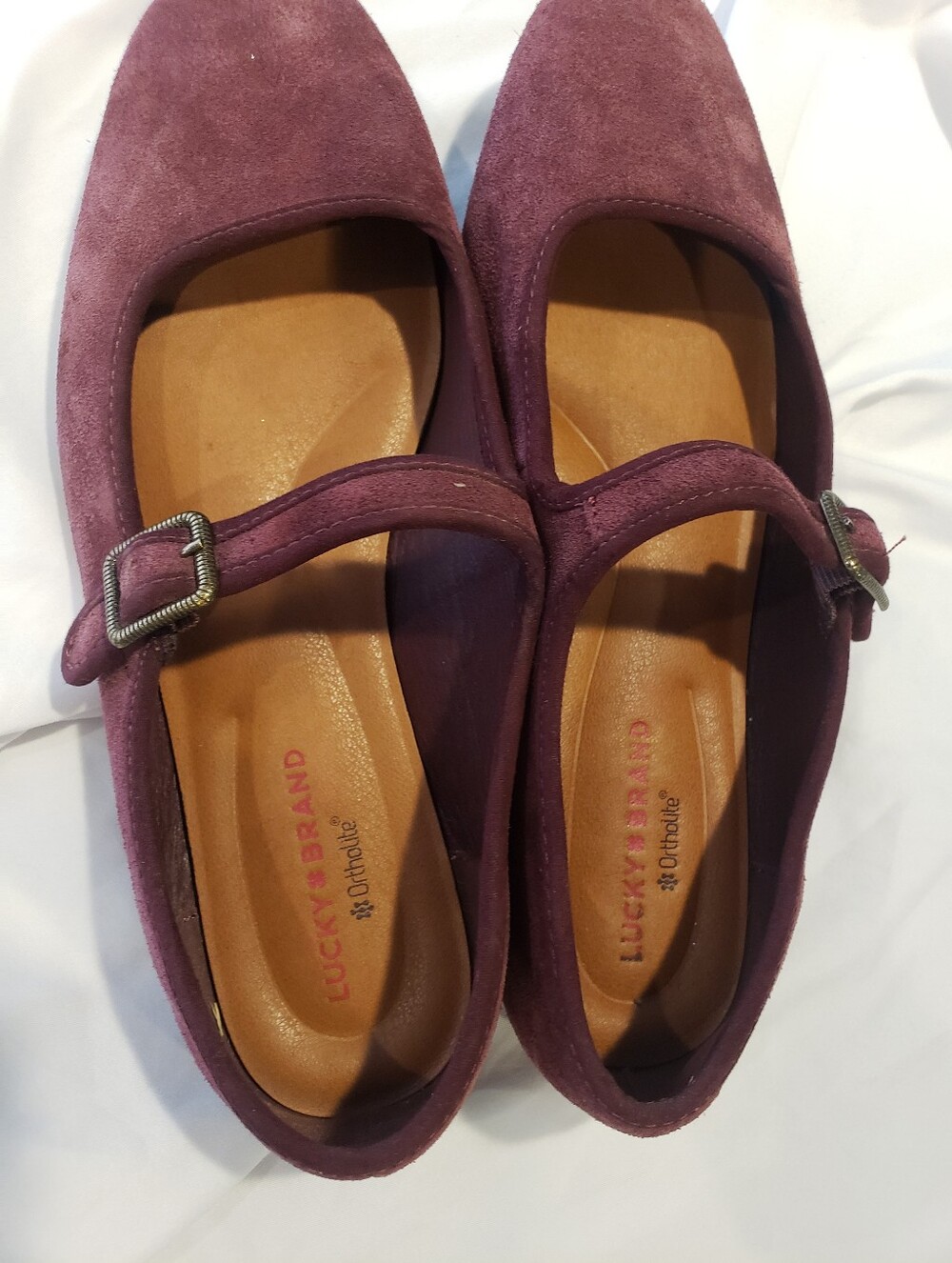 Lucky Brand Ortholite Burgundy Suede Mary Janes 8.5 - Picture 3 of 6